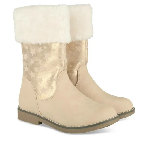 Bottes Fourré BEIGE Fille Motif Etoiles Fermeture éclair