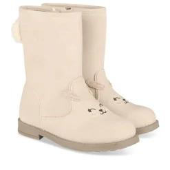 Bottes Fourré BEIGE Fille Motif Animal Fermeture éclair