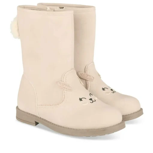 Bottes Fourré BEIGE Fille Motif Animal Fermeture éclair
