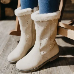 Bottes Fourré BEIGE Fille Motif Uni Fermeture éclair
