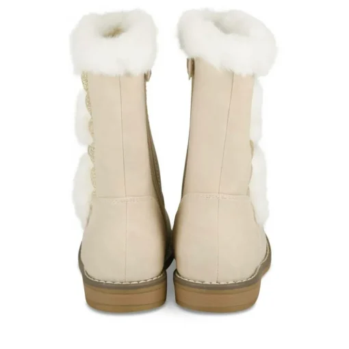 Bottes Fourré BEIGE Fille Motif Coeurs Fermeture éclair