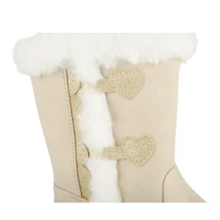 Bottes Fourré BEIGE Fille Motif Coeurs Fermeture éclair