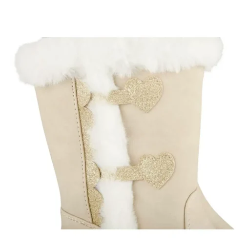 Bottes Fourré BEIGE Fille Motif Coeurs Fermeture éclair