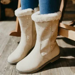 Bottes Fourré BEIGE Fille Motif Uni Fermeture éclair