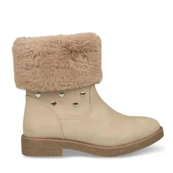 Bottes Fourré BLANC Fille Motif Uni Fermeture éclair