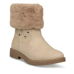 Bottes Fourré BLANC Fille Motif Uni Fermeture éclair