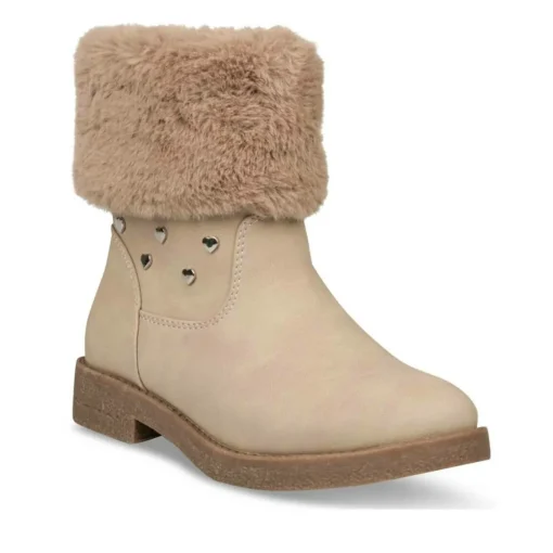Bottes Fourré BLANC Fille Motif Uni Fermeture éclair