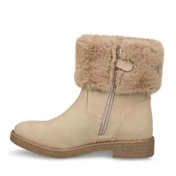 Bottes Fourré BLANC Fille Motif Uni Fermeture éclair