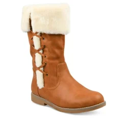 Bottes Fourré COGNAC Femme Motif Uni Fermeture éclair