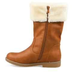 Bottes Fourré COGNAC Femme Motif Uni Fermeture éclair