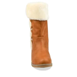 Bottes Fourré COGNAC Femme Motif Uni Fermeture éclair