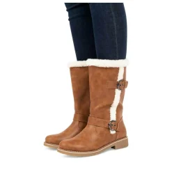 Bottes Fourré MARRON Femme Fermeture éclair