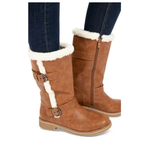 Bottes Fourré MARRON Femme Fermeture éclair