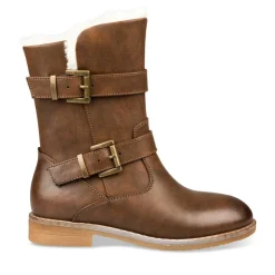 Bottes Fourré MARRON Fille Motif Uni Fermeture éclair
