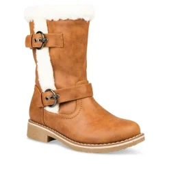 Bottes Fourré MARRON Fille Motif Uni Fermeture éclair