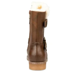 Bottes Fourré MARRON Fille Motif Uni Fermeture éclair