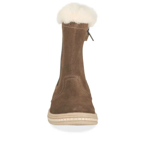 Bottes Fourré MARRON Fille CUIR Motif Uni A Enfiler