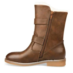 Bottes Fourré MARRON Fille Motif Uni Fermeture éclair