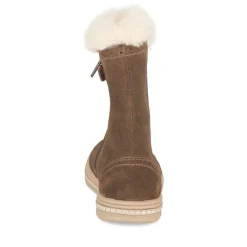 Bottes Fourré MARRON Fille CUIR Motif Uni A Enfiler