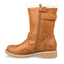 Bottes Fourré MARRON Fille Motif Uni Fermeture éclair