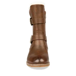 Bottes Fourré MARRON Fille Motif Uni Fermeture éclair