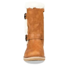 Bottes Fourré MARRON Fille Motif Uni Fermeture éclair