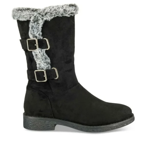 Bottes Fourré NOIR Femme Motif Fausse Fourrure Fermeture éclair