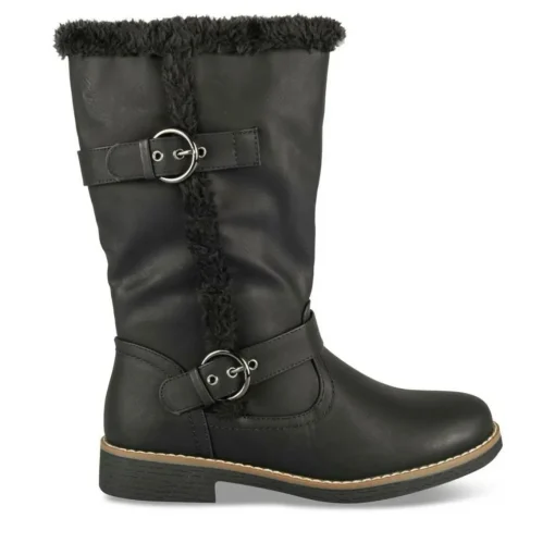 Bottes Fourré NOIR Femme Motif Fausse Fourrure Fermeture éclair