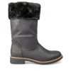 Bottes Fourré NOIR Femme Motif Uni Fermeture éclair