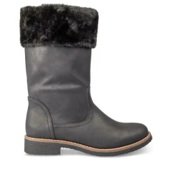 Bottes Fourré NOIR Femme Motif Uni Fermeture éclair