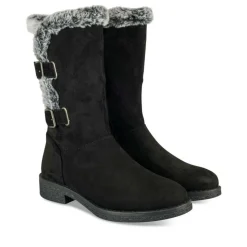 Bottes Fourré NOIR Femme Motif Fausse Fourrure Fermeture éclair