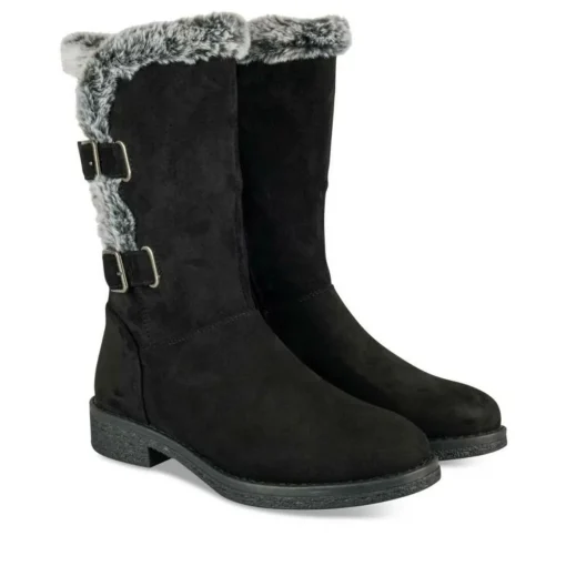 Bottes Fourré NOIR Femme Motif Fausse Fourrure Fermeture éclair