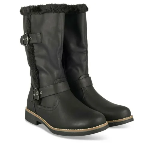 Bottes Fourré NOIR Femme Motif Fausse Fourrure Fermeture éclair