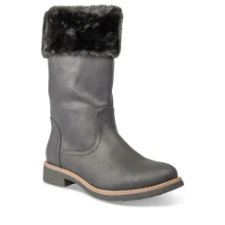 Bottes Fourré NOIR Femme Motif Uni Fermeture éclair