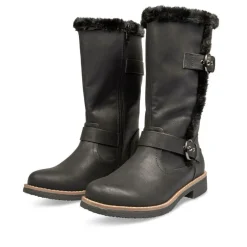 Bottes Fourré NOIR Femme Motif Uni Fermeture éclair
