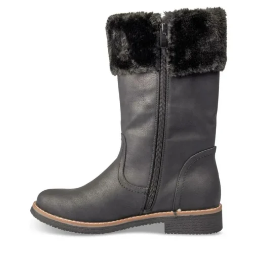 Bottes Fourré NOIR Femme Motif Uni Fermeture éclair