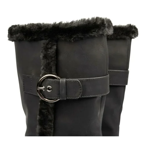 Bottes Fourré NOIR Femme Motif Uni Fermeture éclair