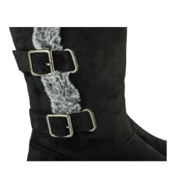 Bottes Fourré NOIR Femme Motif Fausse Fourrure Fermeture éclair