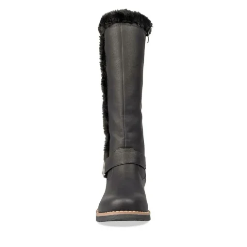 Bottes Fourré NOIR Femme Motif Uni Fermeture éclair