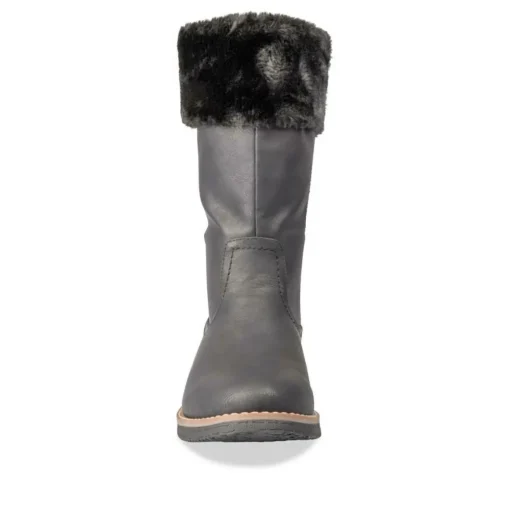 Bottes Fourré NOIR Femme Motif Uni Fermeture éclair