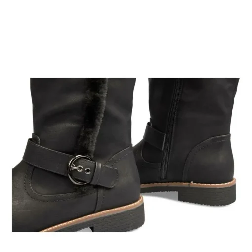 Bottes Fourré NOIR Femme Motif Uni Fermeture éclair
