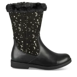 Bottes Fourré NOIR Fille Motif Iridescent Fermeture éclair