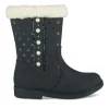 Bottes Fourré NOIR Fille Motif Uni Fermeture éclair