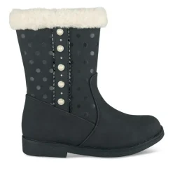 Bottes Fourré NOIR Fille Motif Uni Fermeture éclair