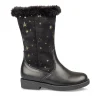 Bottes Fourré NOIR Fille Motif Uni Fermeture éclair