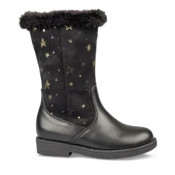Bottes Fourré NOIR Fille Motif Uni Fermeture éclair