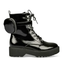 Bottes Fourré NOIR Fille Motif Uni Lacets