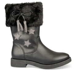 Bottes Fourré NOIR Fille Motif Uni Fermeture éclair