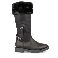 Bottes Fourré NOIR Fille Motif Uni Fermeture éclair