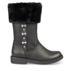 Bottes Fourré NOIR Fille Motif Uni Fermeture éclair